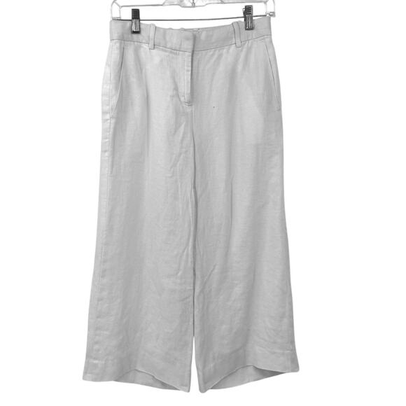 J Crew women 00 Linen Wide Leg Ankle Pants Flat Front Minimalist - Picture 1 of 8